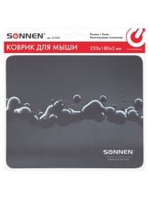 Коврик для мыши SONNEN "DROPS", резина + ткань, 220х180х3 мм, 513290