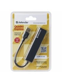 Хаб USB 3.0, 4 порта, черный, DEFENDER QUADRO EXPRESS, 83204