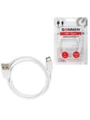 Кабель USB2.0 – Type-C, 1 м, SONNEN, медь, для передачи данных и зарядки, белый, 513558