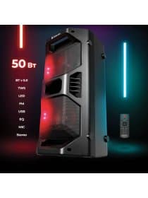 Колонка портативная DEFENDER Rage, 2.0, 50 Вт, Bluetooth, FM-тюнер, microSD, чёрная, 65109