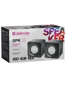 Колонки компьютерные DEFENDER SPK-33, 2.0, 5 Вт, 3,5 мм джек, пластик, черные, 65633