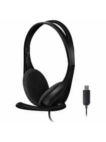Наушники с микрофоном (гарнитура) A4TECH HU-9, проводные, 1.8 м, USB, черные, 1530266