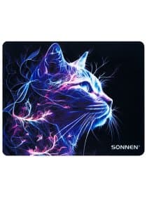 Коврик для мыши SONNEN "NEON CAT" резина + ткань, 250х200х2 мм, 513956