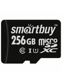 Карта памяти microSDXC 256 GB SMARTBUY, UHS-I, 90 Мб/сек (class 10), с адаптером, SB256GBSDCL10-01