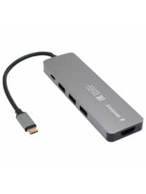 Док-станция GEMBIRD Type-C 5 в 1: 3хUSB3.1, PD100W, HDMI, кабель 17 см, алюминий, UHB-D1