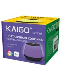 Колонка портативная KAIGO (КАЙГО) GE-3058, 3 Вт, Bluetooth, Micro SD, RGB, 514222
