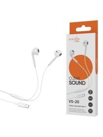 Наушники с микрофоном (гарнитура) VIXION PRO VS-20, проводные, 1,2 м, Type-C, белый, 06319, БП-00001068