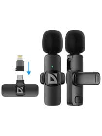 Микрофон беспроводной петличный DEFENDER Talky-138, 64 дБ, 2 микрофона, адаптер, черный, 64152