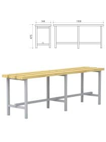 Скамья деревянная на металлокаркасе П-13Д(1500) (1500х340х475 мм)