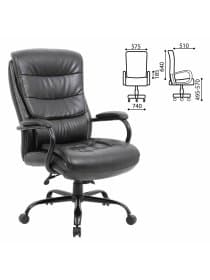 Кресло офисное BRABIX PREMIUM "Heavy Duty HD-004", НАГРУЗКА до 200 кг, экокожа, черное, 531942
