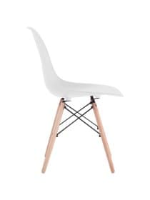 Стулья BRABIX "Eames CF-010", КОМПЛЕКТ 4 шт., пластик белый, опоры дерево/металл, 532630