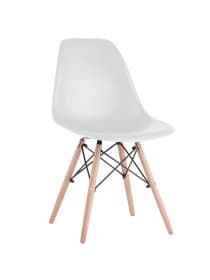 Стулья BRABIX "Eames CF-010", КОМПЛЕКТ 4 шт., пластик белый, опоры дерево/металл, 532630