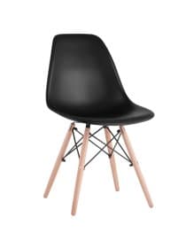 Стулья BRABIX "Eames CF-010", КОМПЛЕКТ 4 шт., пластик черный, опоры дерево/металл, 532631