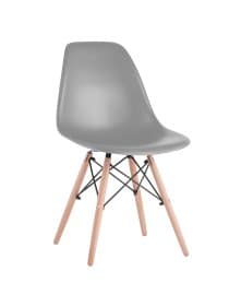 Стулья BRABIX "Eames CF-010", КОМПЛЕКТ 4 шт., пластик серый, опоры дерево/металл, 532632