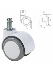 Колеса (ролики) BRABIX для кресла, прорезиненные, SLIM, КОМПЛЕКТ 5 шт., шток d 11 мм, белые, 533086