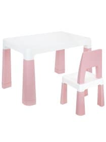 Стол детский + стул BRABIX KIDS CS-003, 2-7 лет, пластик белый + розовый, 533291