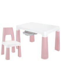Стол детский + стул BRABIX KIDS CS-003, 2-7 лет, пластик белый + розовый, 533291