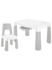 Стол детский + стул BRABIX KIDS CS-003, 2-7 лет, пластик белый + серый, 533292