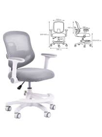 Кресло детское с подставкой для ног BRABIX KIDS "MG-215", сетка/ткань TW, серое, 533313