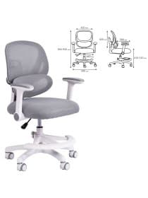 Кресло детское с подставкой для ног BRABIX KIDS "MG-220", сетка/ткань TW, серое, 533315