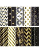 Бумага упаковочная подарочная мелованная "Golden pattern", 70x100 см, 10 дизайнов ассорти, ЗОЛОТАЯ СКАЗКА, 591912