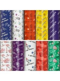 Бумага упаковочная подарочная мелованная "Funny Notes", 70x100 см, 10 дизайнов ассорти, ЗОЛОТАЯ СКАЗКА, 591919