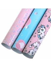 Бумага упаковочная подарочная ФОЛЬГИРОВАННАЯ НАБОР 3 шт., "Cute Set", 70х100 см, ЗОЛОТАЯ СКАЗКА, 591939