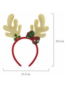 Ободок новогодний с рожками, 24,5х21 см, пластик, цвет: красный/золотистый, ЗОЛОТАЯ СКАЗКА, 592005