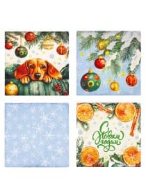 Чехол на подушку новогодний, НАБОР 4 шт., 45х45 см, "X-mas Magic", полиэстер, ЗОЛОТАЯ СКАЗКА, 592528