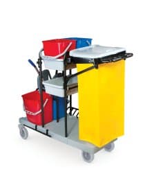 Тележка уборочная BRABIX, ведра 2х20 л, 2х11 л, механический отжим, держатель для мешка, мешок, 2 поддона, 601501