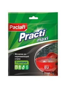 Губка (мочалка) металлическая, сетчатая, 38 г, БОЛЬШАЯ, для посуды, гриля, плиты, PACLAN "Practi", 408261