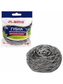 Губка (мочалка) металлическая, спиральная, 50 г, БОЛЬШАЯ, для посуды, гриля, плиты, LAIMA, 603101