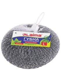 Губка (мочалка) металлическая, сетчатая, 60 г, БОЛЬШАЯ, для посуды, гриля, плиты, LAIMA, 603105