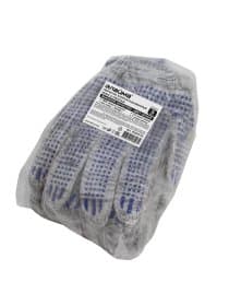 Перчатки хлопчатобумажные, КОМПЛЕКТ 5 ПАР, 10 класс, 50-52 г, 133 текс, ПВХ-точка, LAIMA ЛЮКС 2, СЕРЫЕ, 604474
