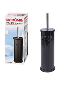 Ершик для унитаза с подставкой, металл, черный, глянцевый, LAIMA, 604960