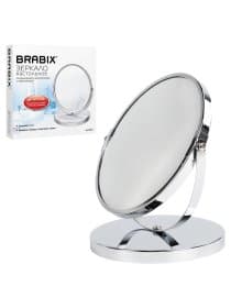 Зеркало настольное BRABIX, круглое, диаметр 17 см, двустороннее, с увеличением, металлическая рамка, 607422