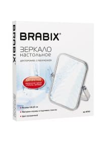 Зеркало настольное BRABIX, 19х16 см, двустороннее, с увеличением, прозрачная рамка, 607423