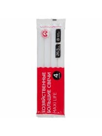 Свечи хозяйственные Maxi Life, до 8 часов, КОМПЛЕКТ 4 шт., H=265 мм, D=21 мм, флоу-пак, LAIMA, 609204