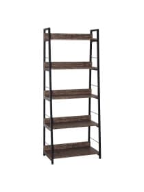 Стеллаж на металлокаркасе BRABIX "LOFT SH-003", 600х350х1500 мм, 5 полок, цвет морёный дуб, 641234
