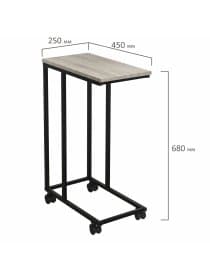 Стол журнальный BRABIX "LOFT CT-001", 450х250х680 мм, на колёсах, металлический каркас, цвет дуб антик, 641860