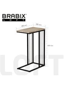 Стол журнальный на металлокаркасе BRABIX "LOFT CT-002", 450х250х630 мм, цвет дуб натуральный, 641862