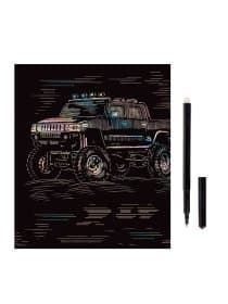 Гравюра с эффектом голографии "Hummer (Хаммер)", 18х24 см, основа, штихель, LORI, Гр-208