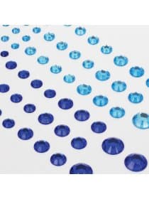 Стразы самоклеящиеся "Круглые", 6-15 мм, 80 штук, синие и голубые, на подложке, ОСТРОВ СОКРОВИЩ, 661392