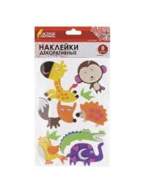 Наклейки из EVA "Зверята", 8 шт., ассорти, ОСТРОВ СОКРОВИЩ, 661460