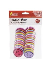Наклейки из EVA "Смайлики", 60 шт., ассорти, ОСТРОВ СОКРОВИЩ, 661468
