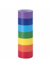 Клейкие WASHI-ленты для декора РАДУЖНЫЕ, однотонные, 15 мм х 3 м, 7 цветов, рисовая бумага, ОСТРОВ СОКРОВИЩ, 661702