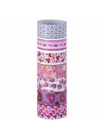 Клейкие WASHI-ленты для декора "СЕРДЦА", 15 мм х 3 м, 7 цветов, рисовая бумага, ОСТРОВ СОКРОВИЩ, 661708
