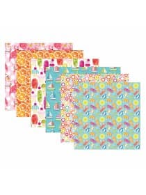 Цветная WASHI-бумага для декора "ЛЕТО", 15х15 см, самоклеящаяся, 12 листов, 6 дизайнов, ОСТРОВ СОКРОВИЩ, 661720