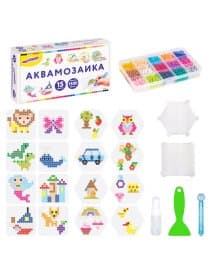 Аквамозаика, 15 цветов, 1500 бусин, в колорбоксе, ЮНЛАНДИЯ, 663778