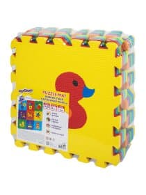 Коврик-пазл 0,9х0,9 м, мягкий, "Игрушки", 9 элементов, 30х30 см, толщина 1 см, ЮНЛАНДИЯ, 646668, 664668
